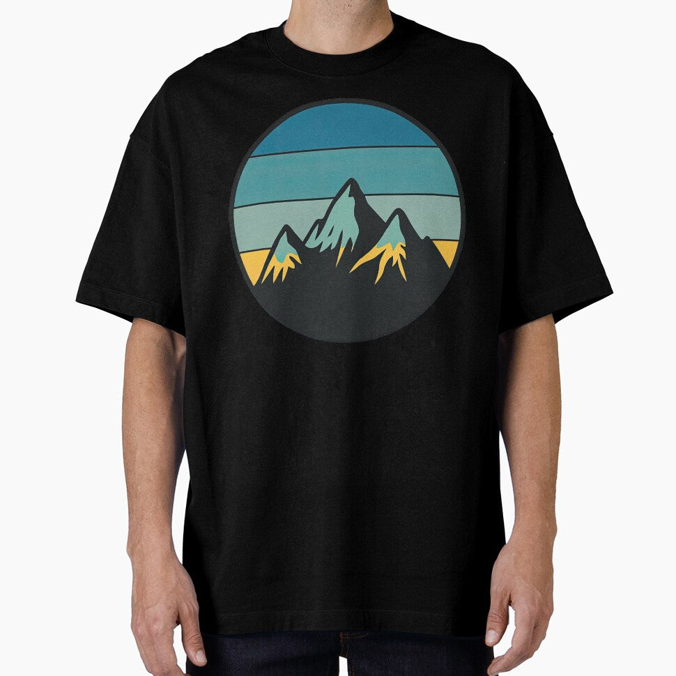 Minimalist Mountain Sunset with Retro Color Stripes by ArtfulWeave