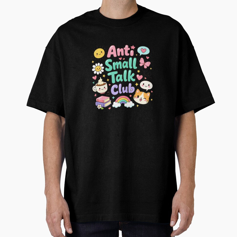 Anti Small Talk Club Cute Kawaii Introvert Aesthetic Design by Sanika arts