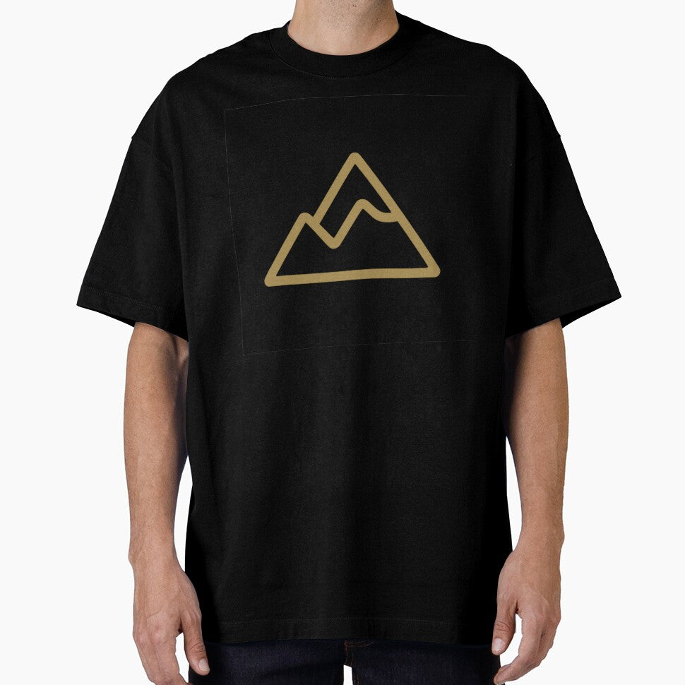 Minimal Gold Mountain – Adventure Hiking Line Art by PunchDrop