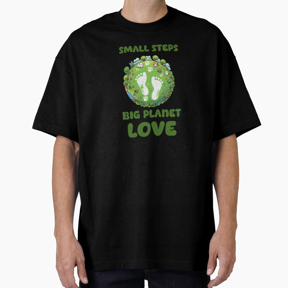 Small Steps Big Planet Love - Retro Eco-Friendly Earth Day by Abibless1998