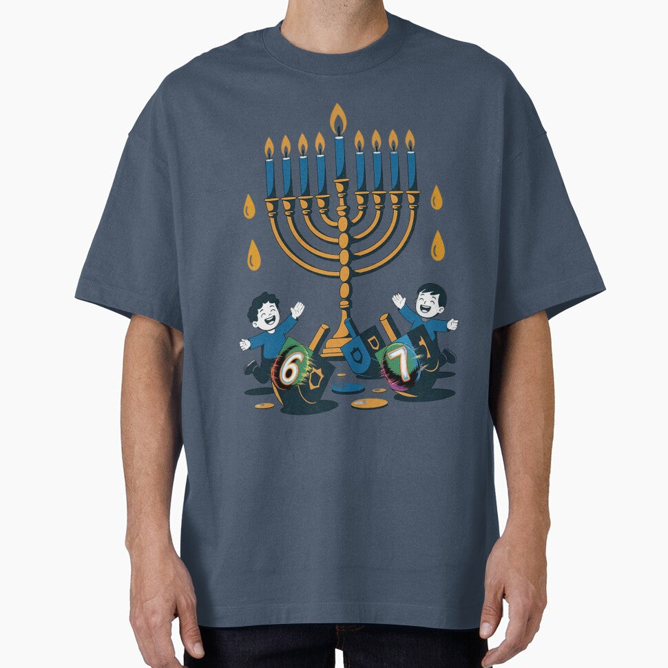 Happy Hanukkah 67 Fun – Dreidel 67 Illustration.  Cute Jewish Holiday Art by Tomasz  Siennicki