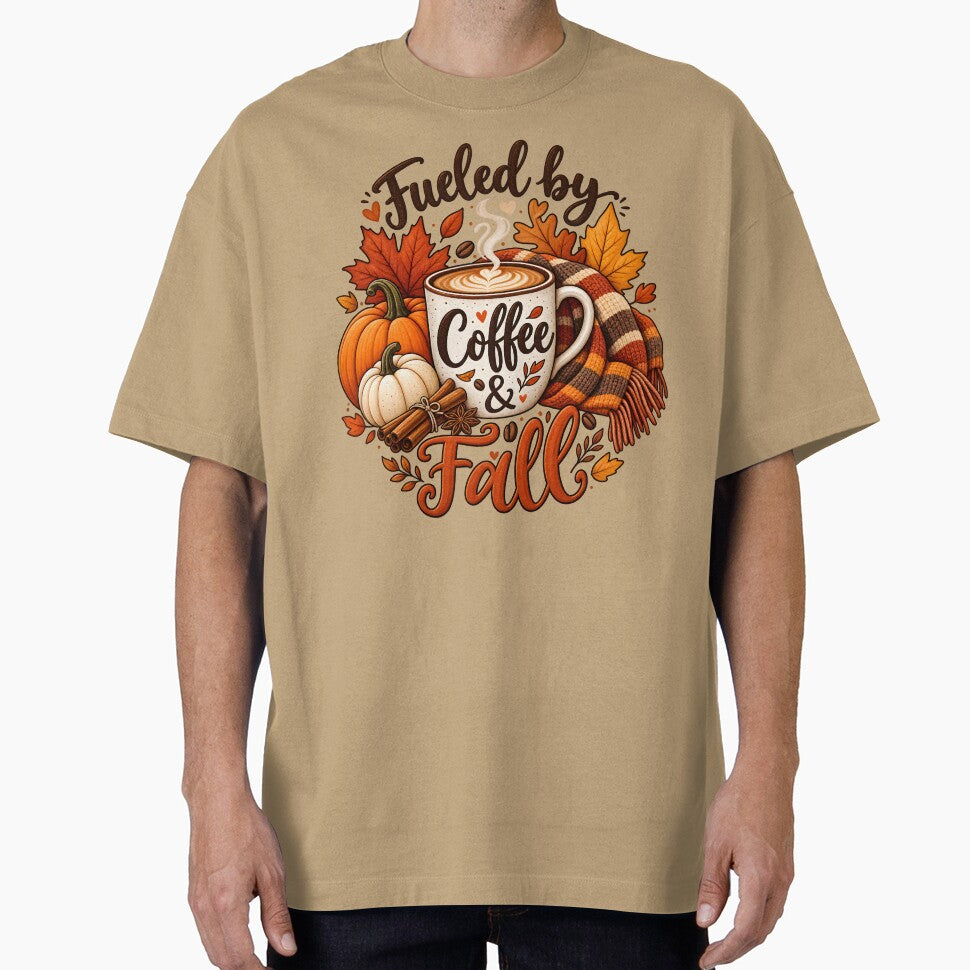 Fueled by Coffee & Fall – Cozy Autumn Pumpkin and Scarf Design by blankTeeShirt