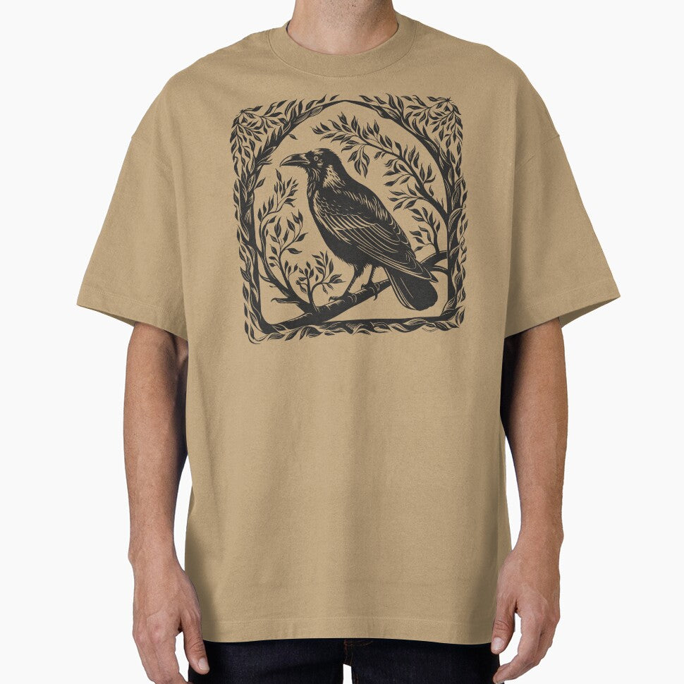Raven Folk Art Gothic Botanical Bird Crowcore by Y-Vibes