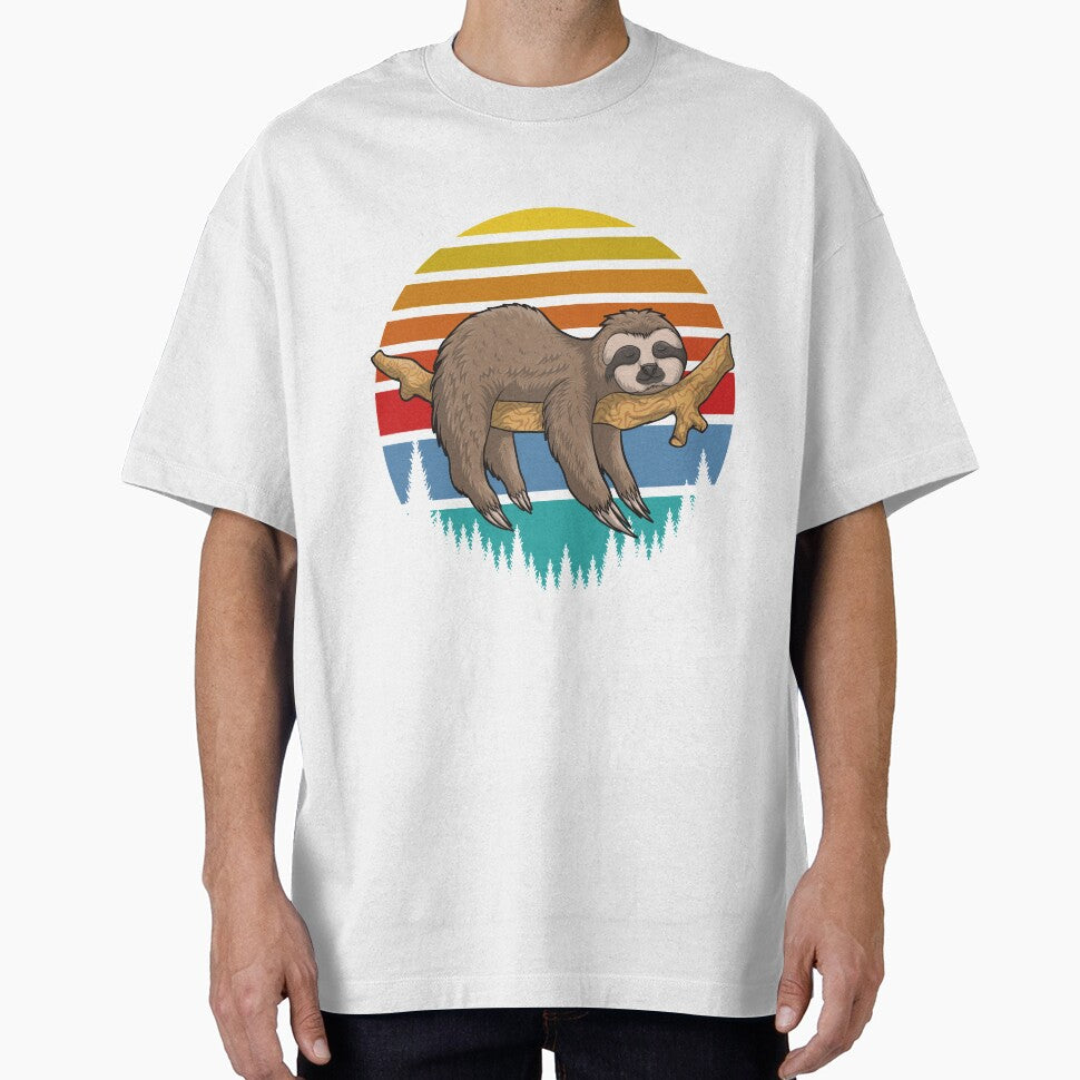 Lazzy Sloth Retro sunset by sevenforArt