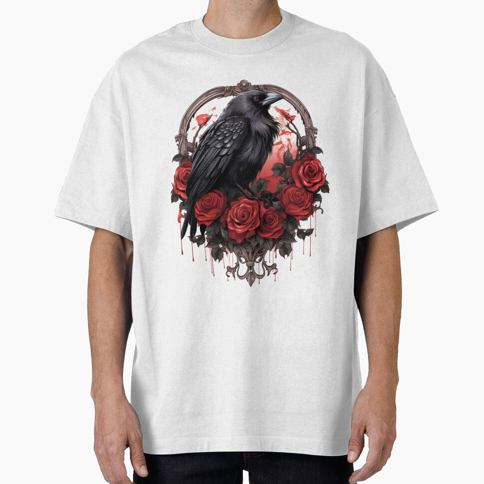Goth Raven Surrounded by Roses by lortilo