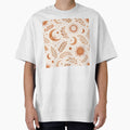 Boho Earth Pattern – Sun Moon & Leaves Terracotta Seamless Design by OpenDreamArts