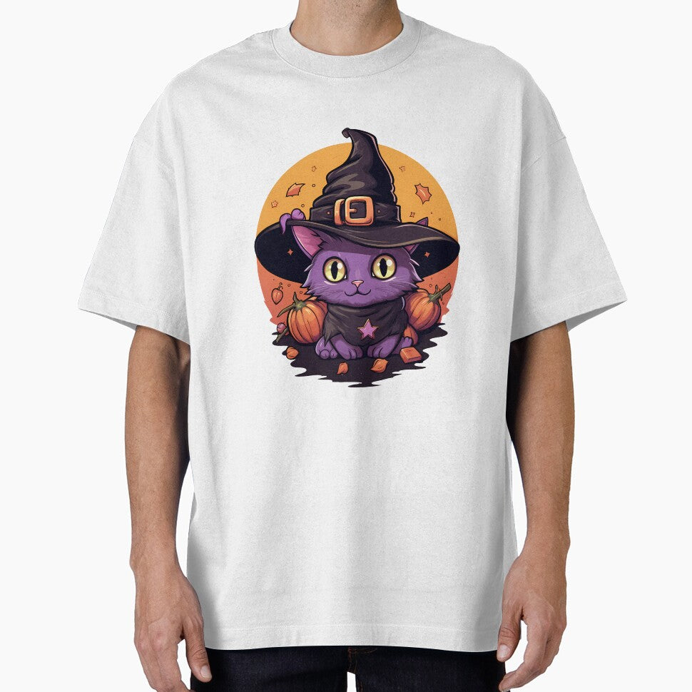 Cute purple Cat and pumpkins - Halloween by Vansky-Art