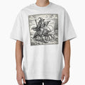 Wizard Riding Lobster Shirt – Fantasy Vintage Engraving Magic Wizard Surreal Graphic Tee by JadmeStudio