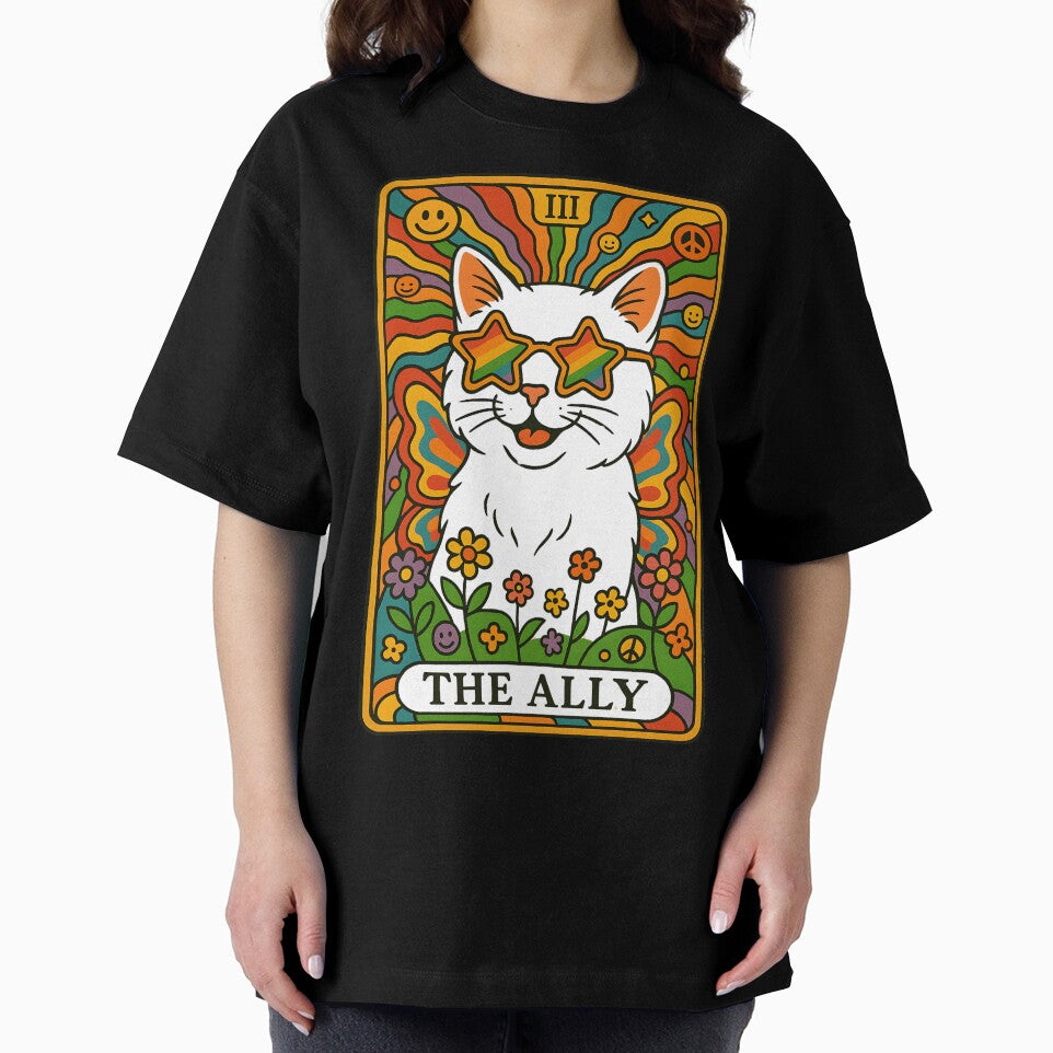Funny Ally Cat Tarot Card Pride Sunglasses Gay Pride LGBTQ by MegiWu