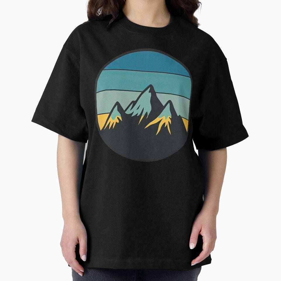 Minimalist Mountain Sunset with Retro Color Stripes by ArtfulWeave