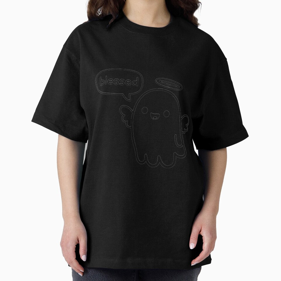 Cute Blessed Ghost Sticker | Kawaii Angel Ghost Shirt | Funny Minimal Halloween Aesthetic by Raw Tigers