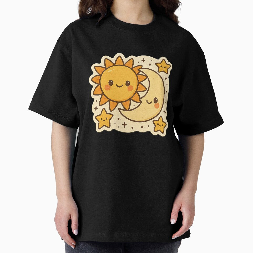 Moon Sun Stars Space Vintage Retro Kawaii Cute Astrology Celestial Hippie Day Night by SamiraArts