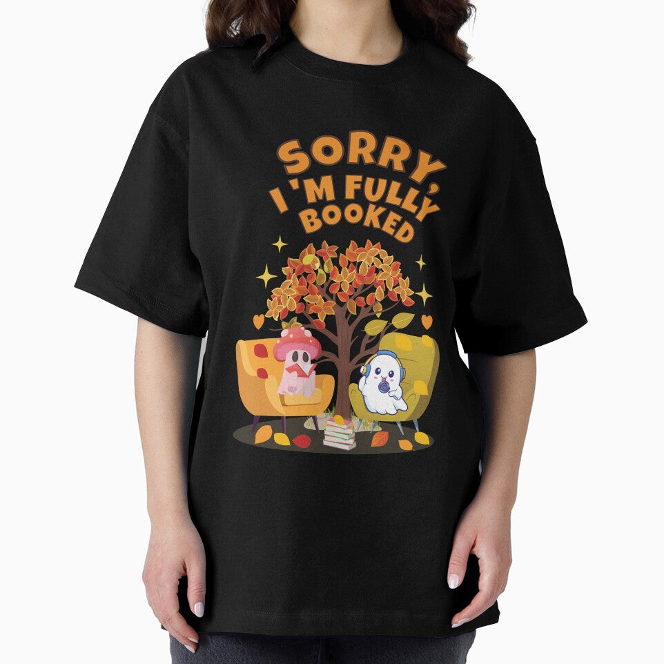 Sorry, I'm Fully Booked – Cute Ghost Reading Autumn Halloween Book Lover by jananinaveen