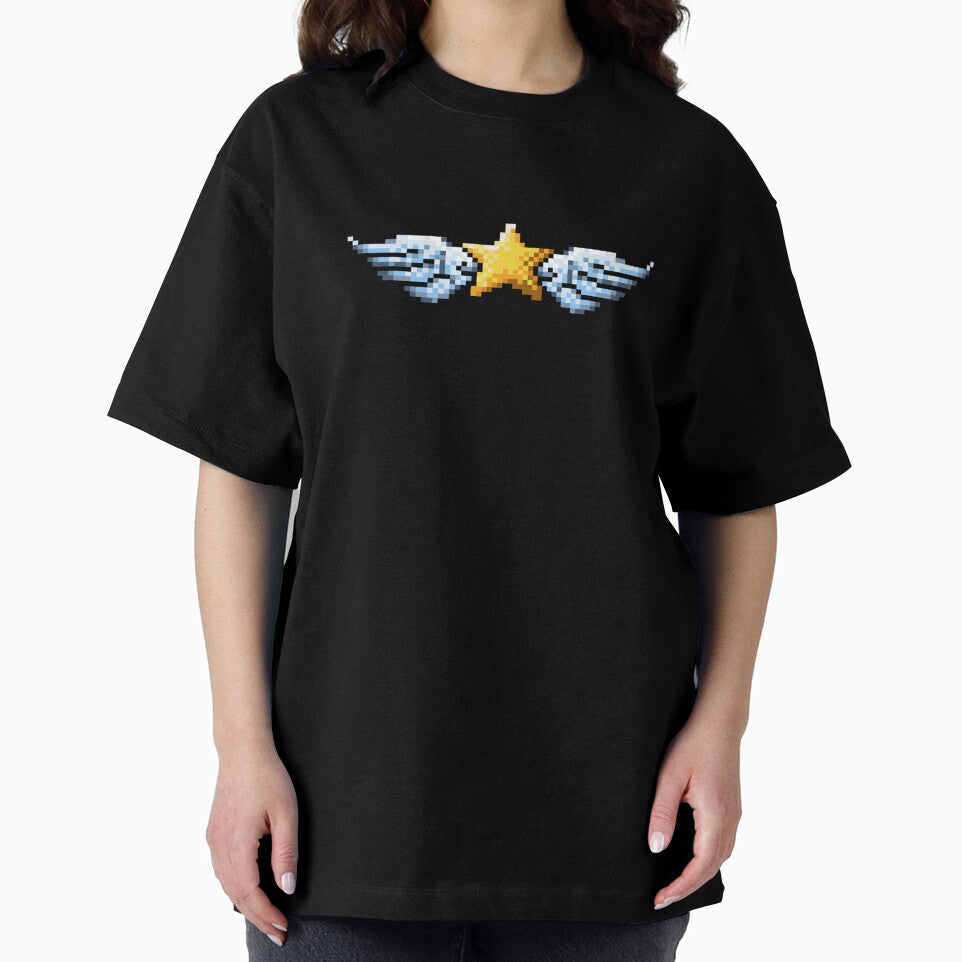 Retro Pixel Art Golden Star with Wings by OneToTee