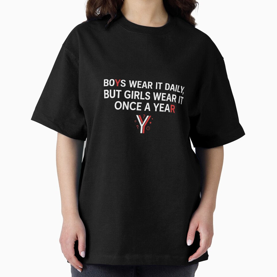 Funny Riddle Shirt “Boys Wear It Daily But Girls Wear It Once a Year” – Clever Y Answer Tee by cirereyes