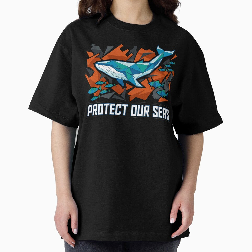Protect Our Sea Geometric Whale Ocean Conservation Low Poly by chattsuede