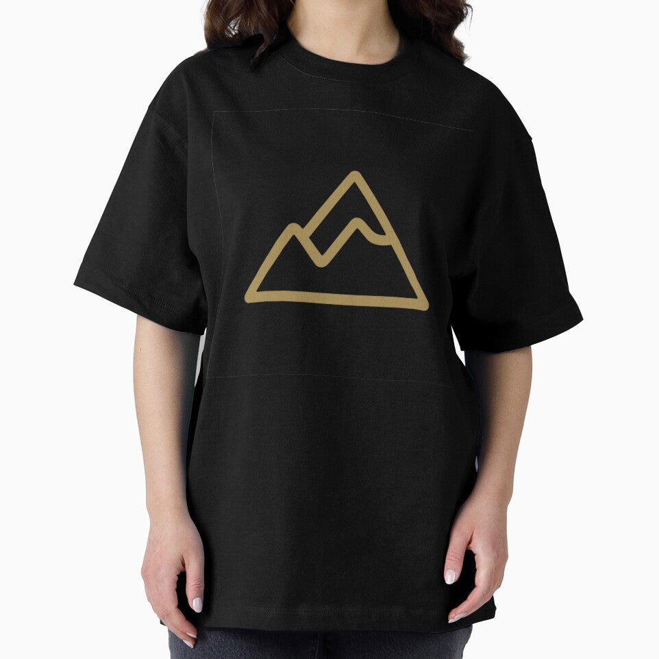 Minimal Gold Mountain – Adventure Hiking Line Art by PunchDrop
