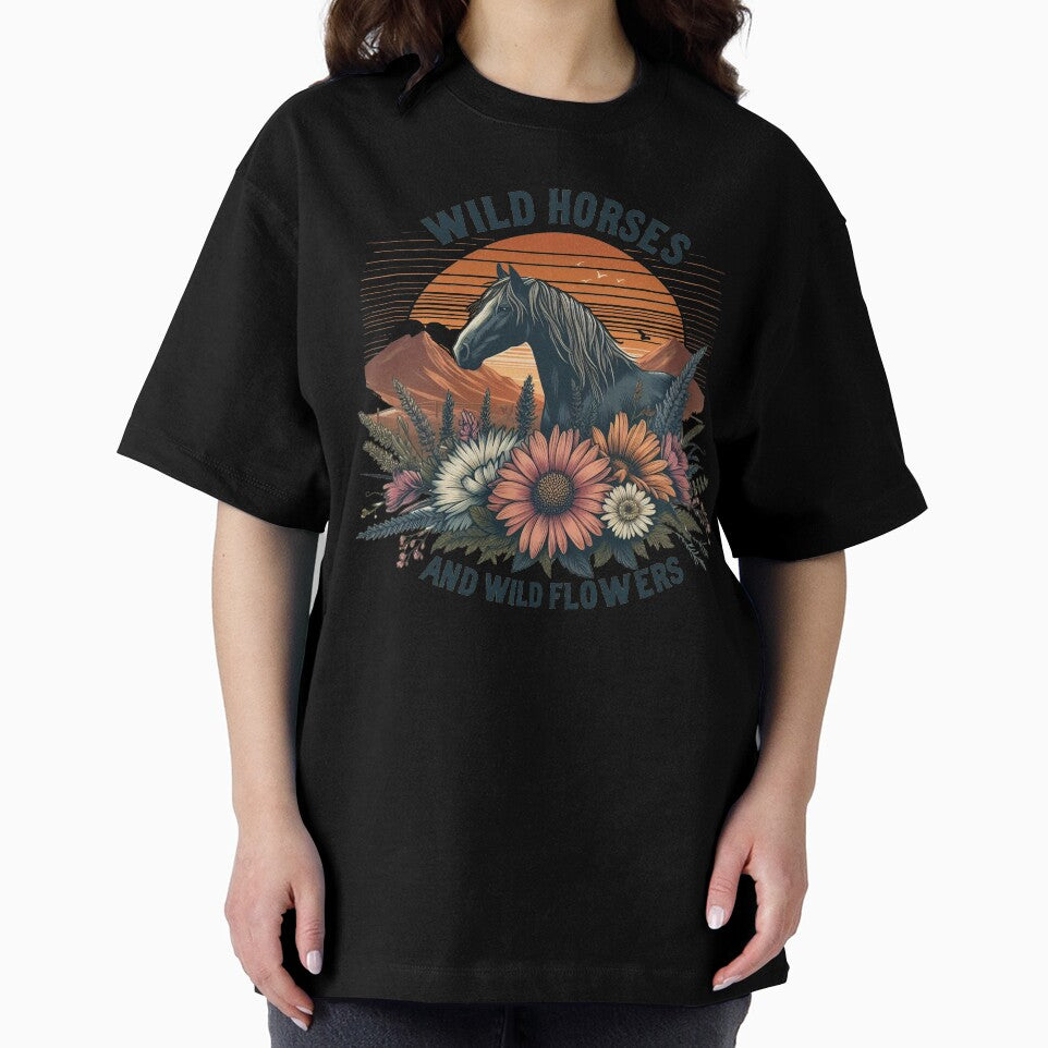 Wild horses and wild flowers by Vkinsify