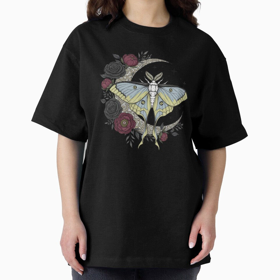 Vintage Luna Moth & Crescent Moon - Dark Gothic Florals by Jaroslaw-S