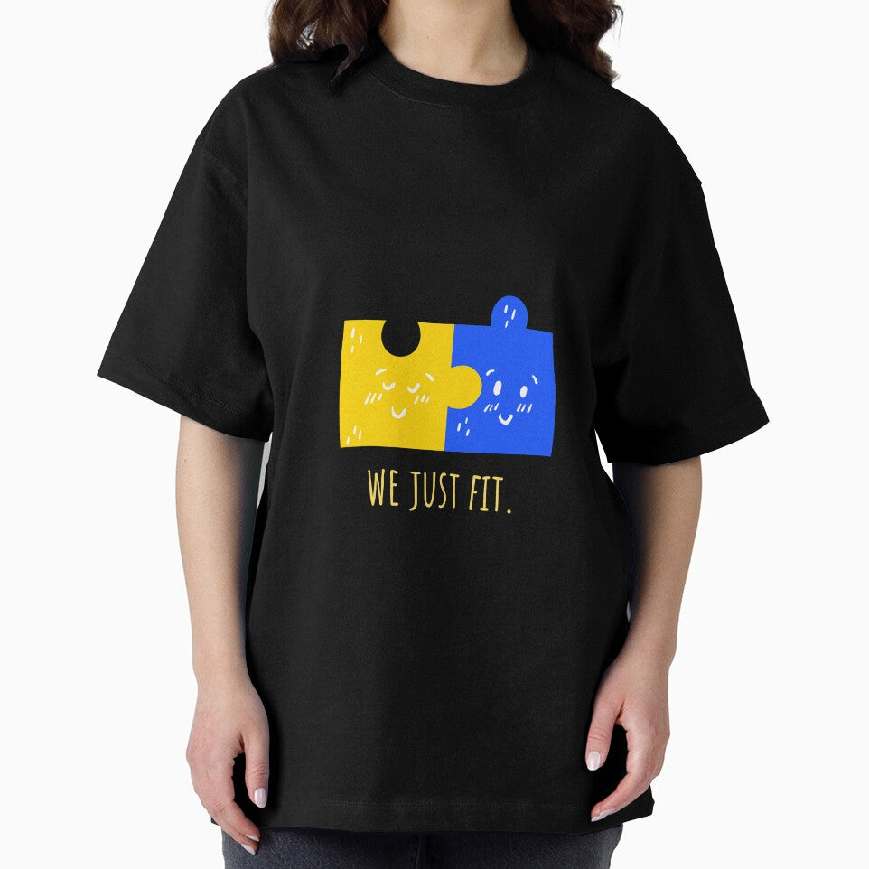We just Fit Funny Love Couple Puzzle Design by popotamfriends
