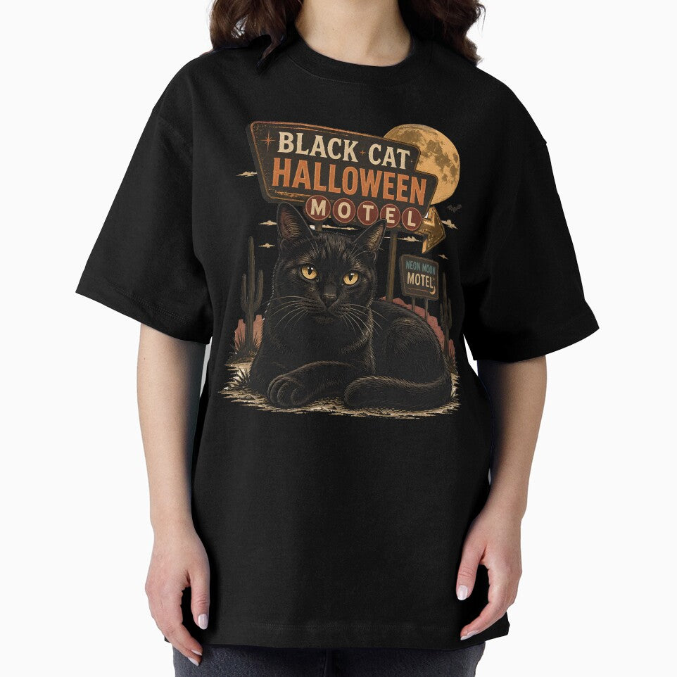 BLACK CAT HALLOWEEN MOTEL Late Checkout Halloween Gothic Engraving by KristenosNehk