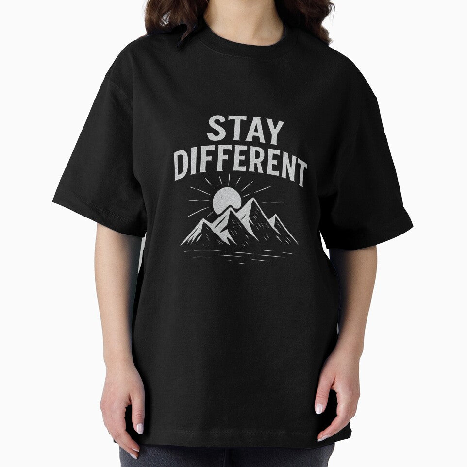 Stay Different - Minimalist Mountain Graphic T-Shirt by VibeCraft3