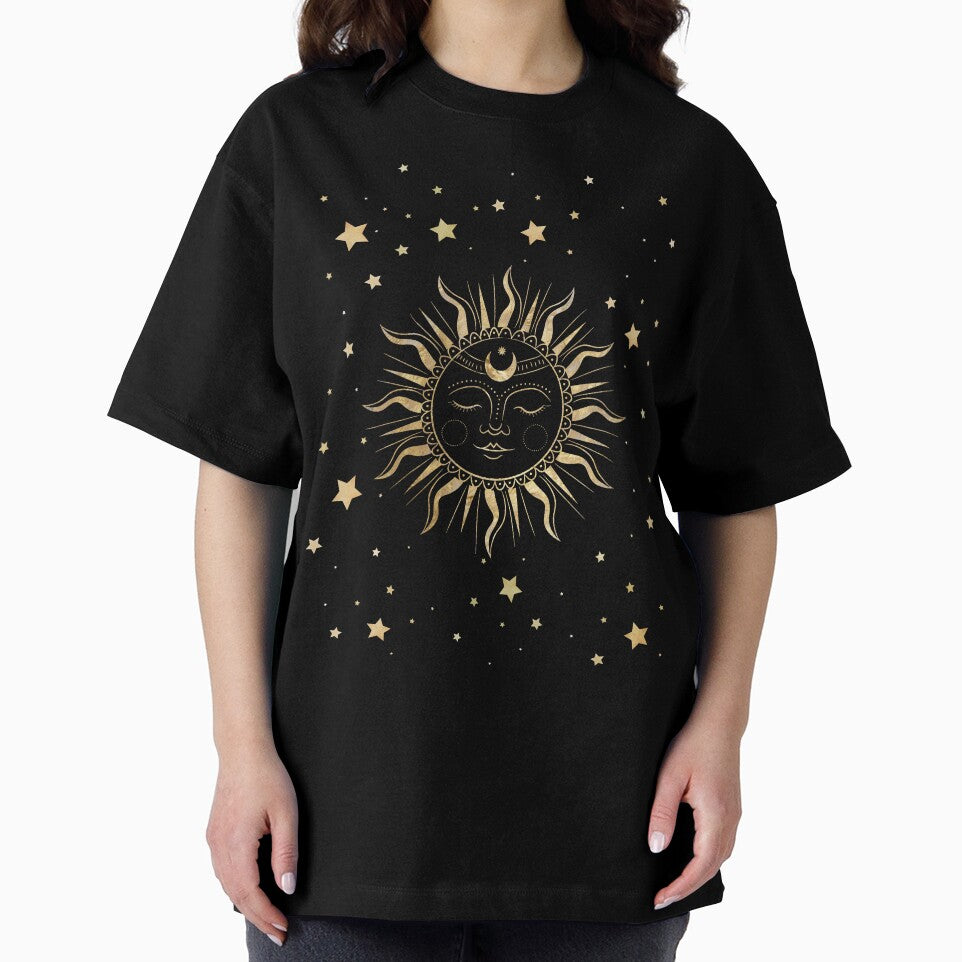 sun and moon celestial gold art by cutecrazytshirt