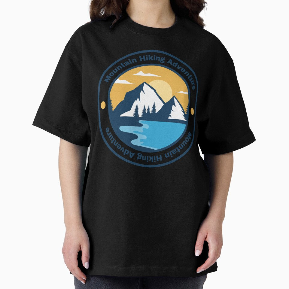 Blue Yellow and White Simple Mountain Hiking Circle Sticker by Glitch & Stick