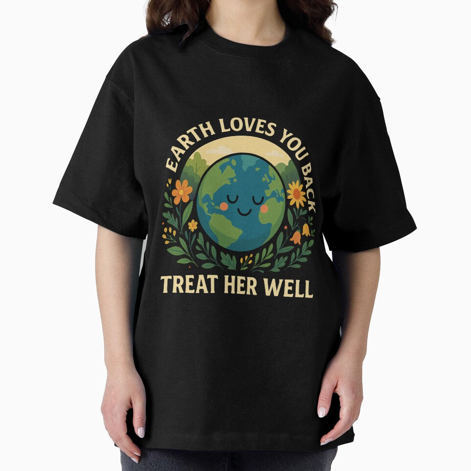Earth Loves You Back T-Shirt – Positive Eco Message Tee for Nature Lovers by Mythic Tide