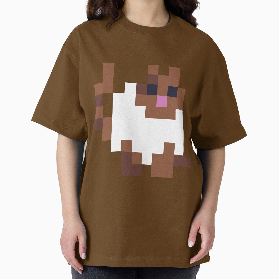 White and Brown Fat Pixel Cat by Michael Stewart