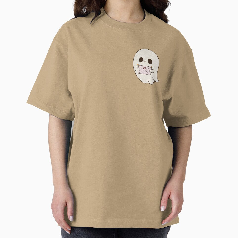 Shy Ghost Holding Love Letter Halloween Design by Hendy Studio