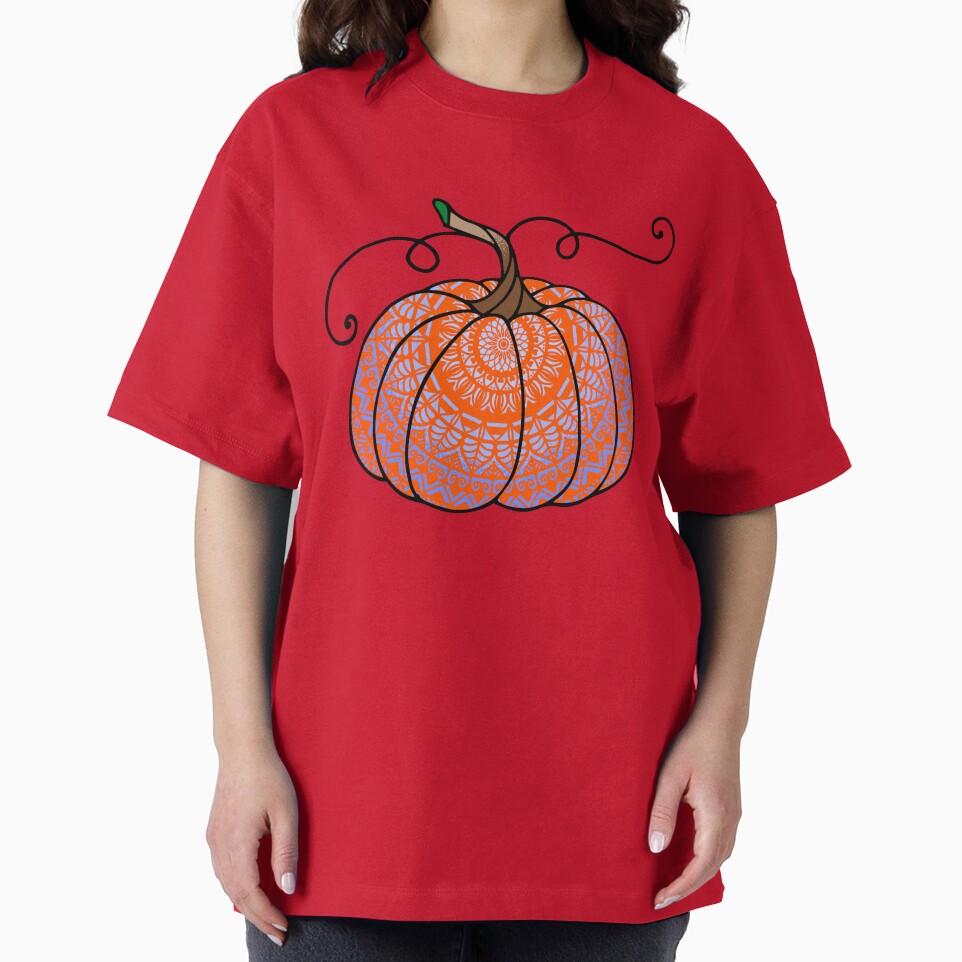 Magical Cute mandala spooky scary Adorable carved autumn seasonal orange fall pumpkin by DivineMandala