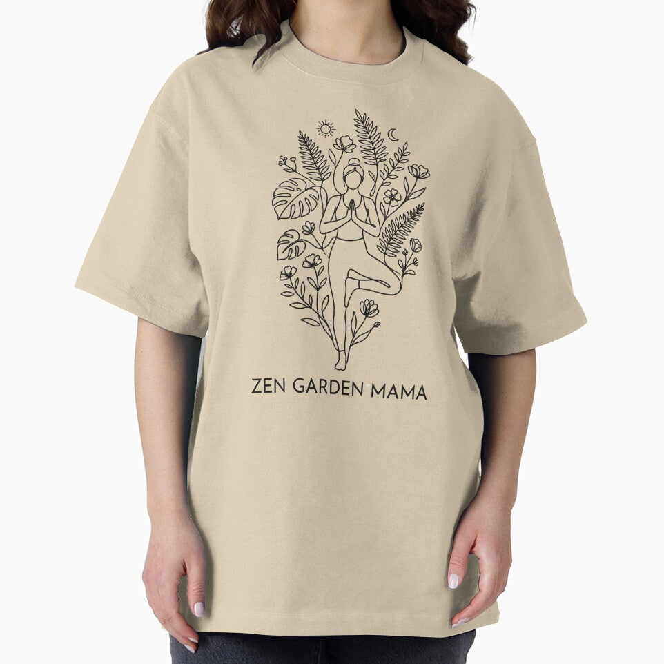 Zen Garden Mama Floral Yoga Line Art - Minimalist Black Ink Design by Jaroslaw-S