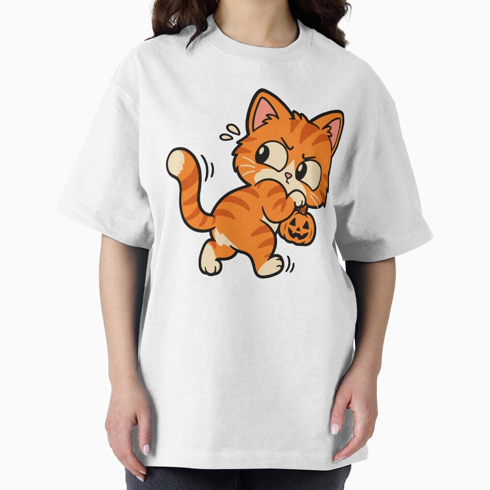 Cute Orange Halloween Cat with Pumpkin by MewMade