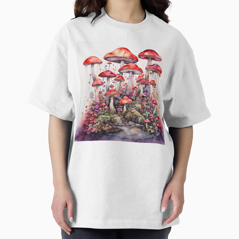 Magical Mushroom Fantasy Watercolor Painting by RawNaturePrints