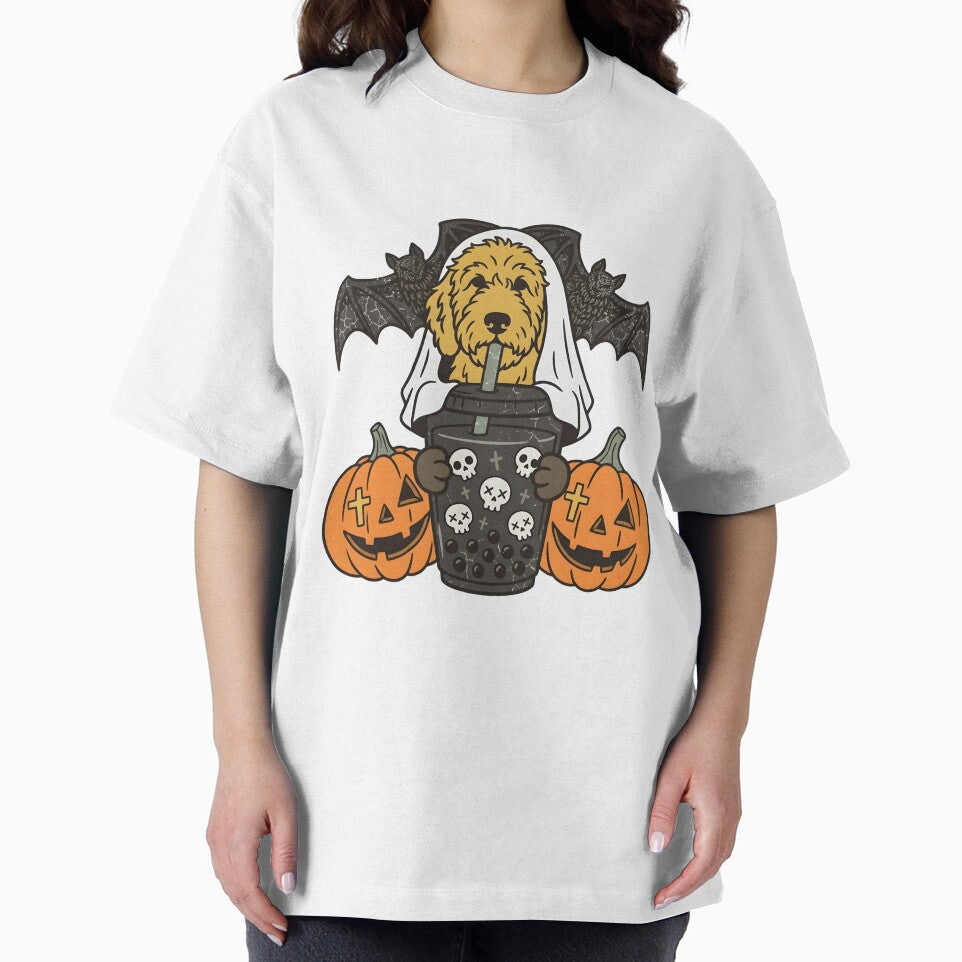 Goldendoodle Ghost Halloween Boba Dog by KroghDs