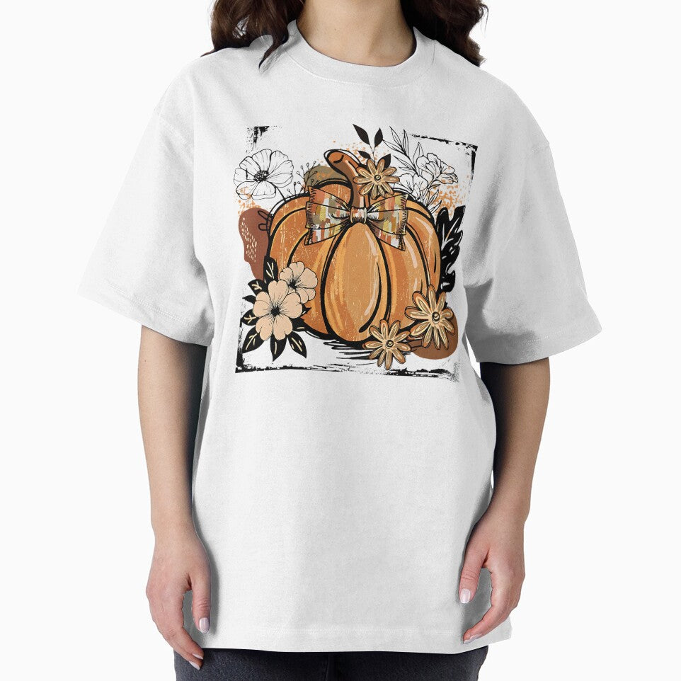 Rustic Pumpkin with Flowers Shirt – Fall Aesthetic Autumn Tee by Herield