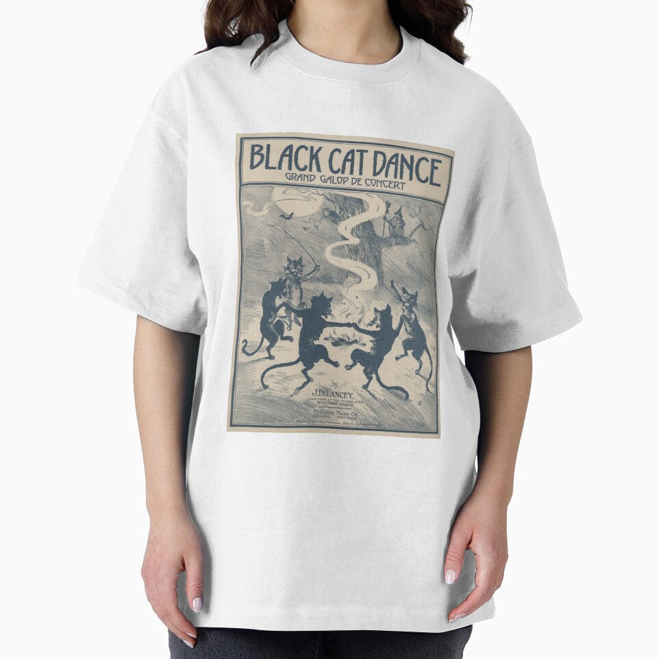 Black Cat Dance Vintage Halloween Illustration by Bellathewilde