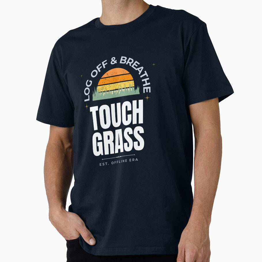 Touch Grass Retro Internet Humor Design by Uvclick