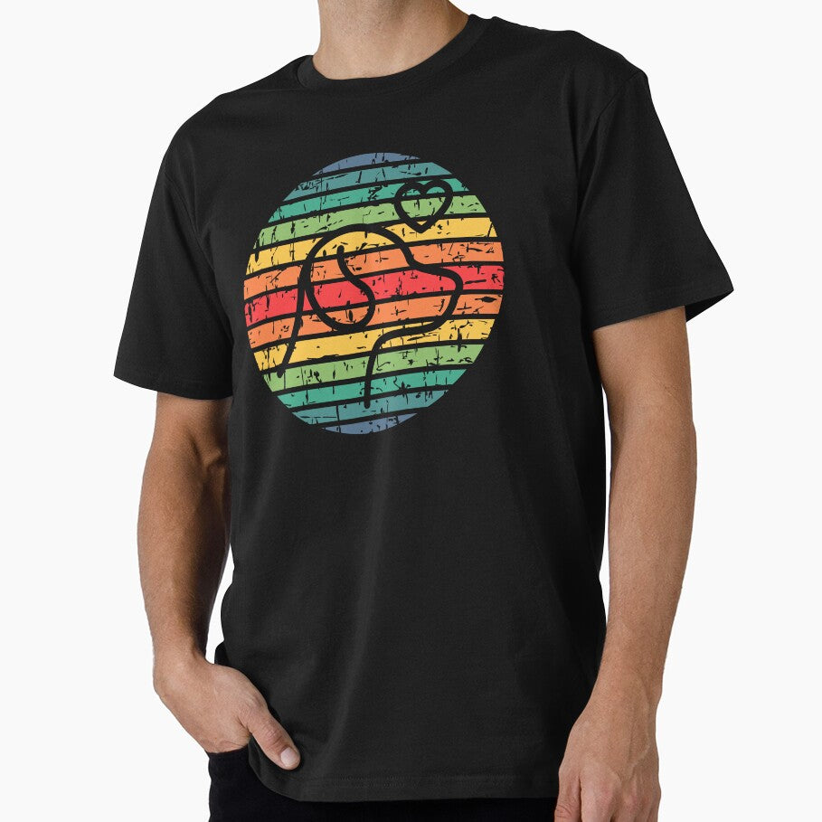 Retro Rainbow Sunset Dog Heart Distressed by Boo-da-chay by Boo-da-chay