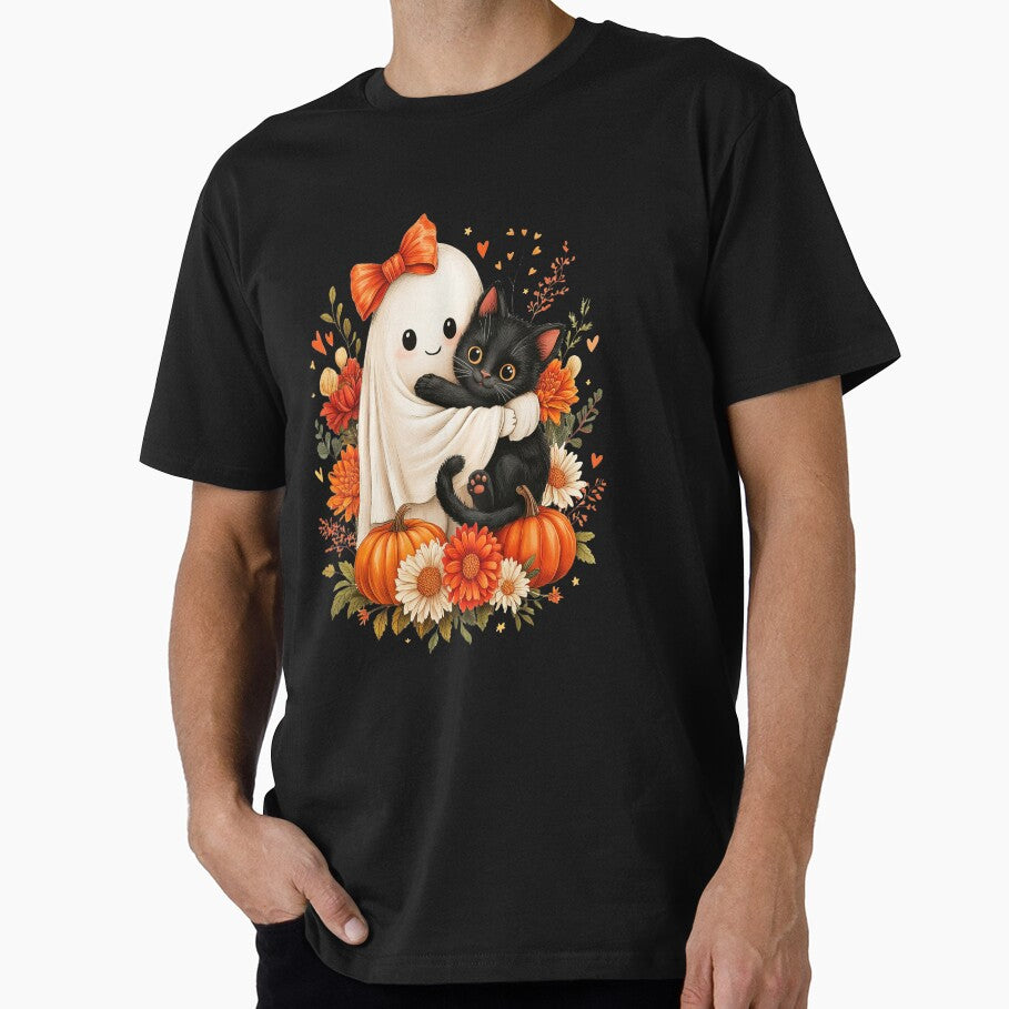 Halloween Ghost Holding Black Cat Funny by studio-ssaam