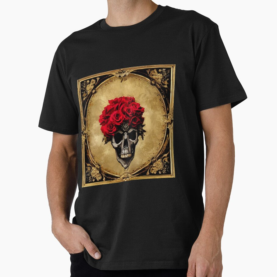 Victorian Ghotic Floral Skull, skull with floral, red roses by ValleyDream