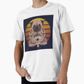 Yoga Pug Dog Sunset Retro Illustration by Peekonet