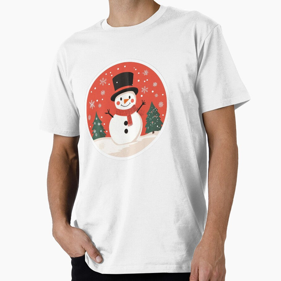 Christmas Snowman Retro Cartoon | Red Background Holiday Design by StickerHavenn