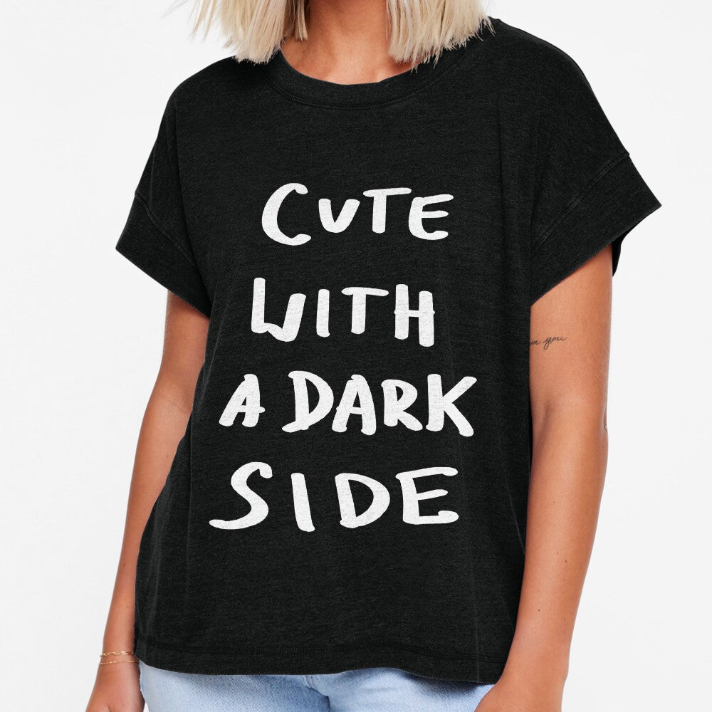 Cute with a dark side- Funny halloween t shirt by Malvamalu