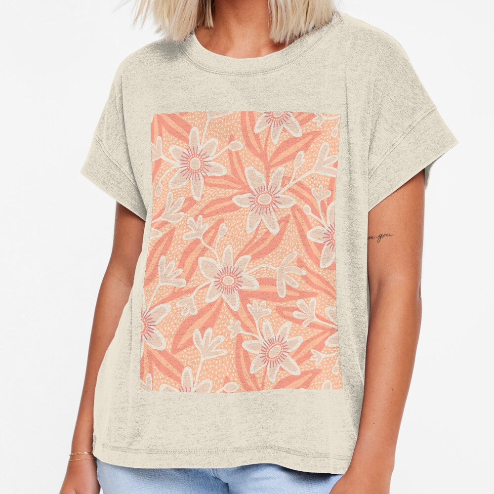 Abstract passiflora flowers in peach fuzz by Illustrated by Nat