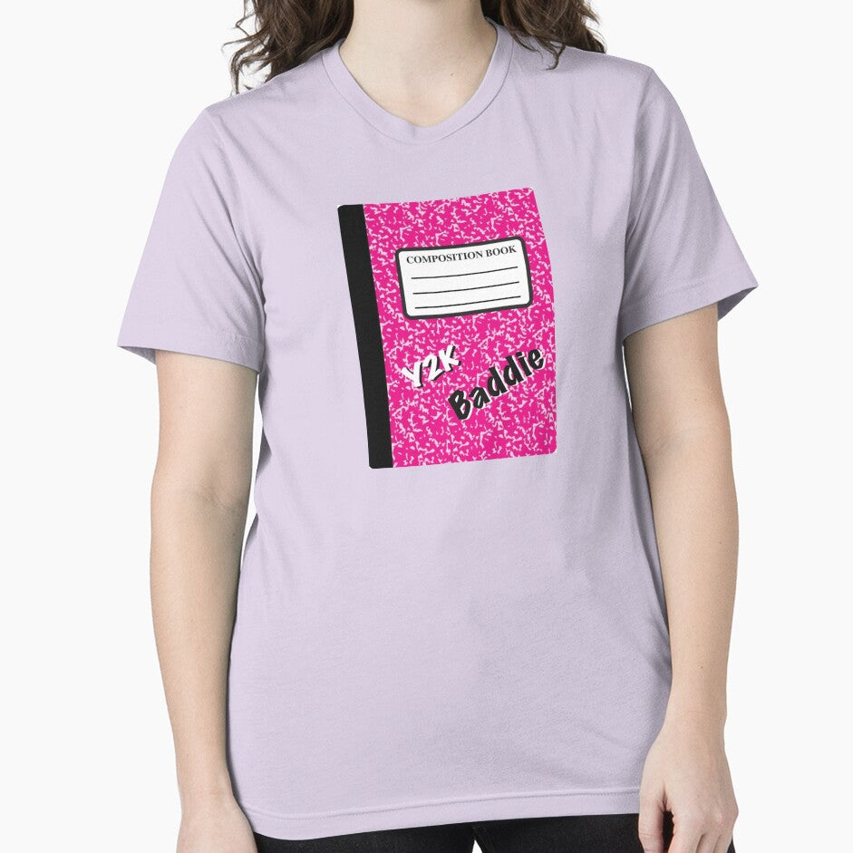 Y2K Baddie White and Pink Composition Book Sticker Year 2000 Baddie Sticker by OneCatShop