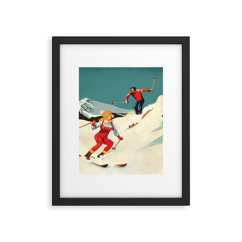 Retro Skiing Couple Framed Art Print Gallery Image 4