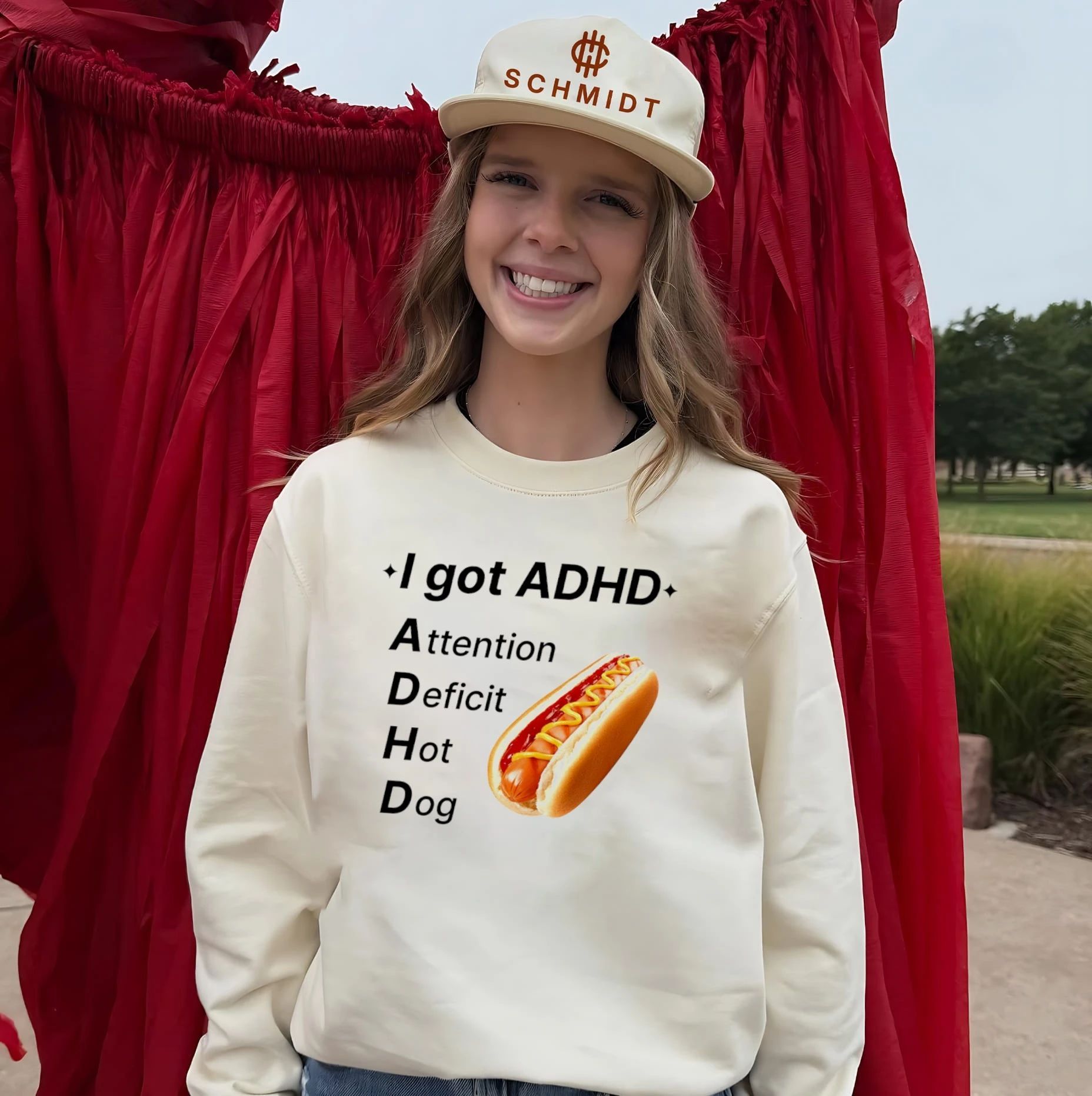 I Got ADHD Attention Deficit Hot Dog Funny Food Pun shirt