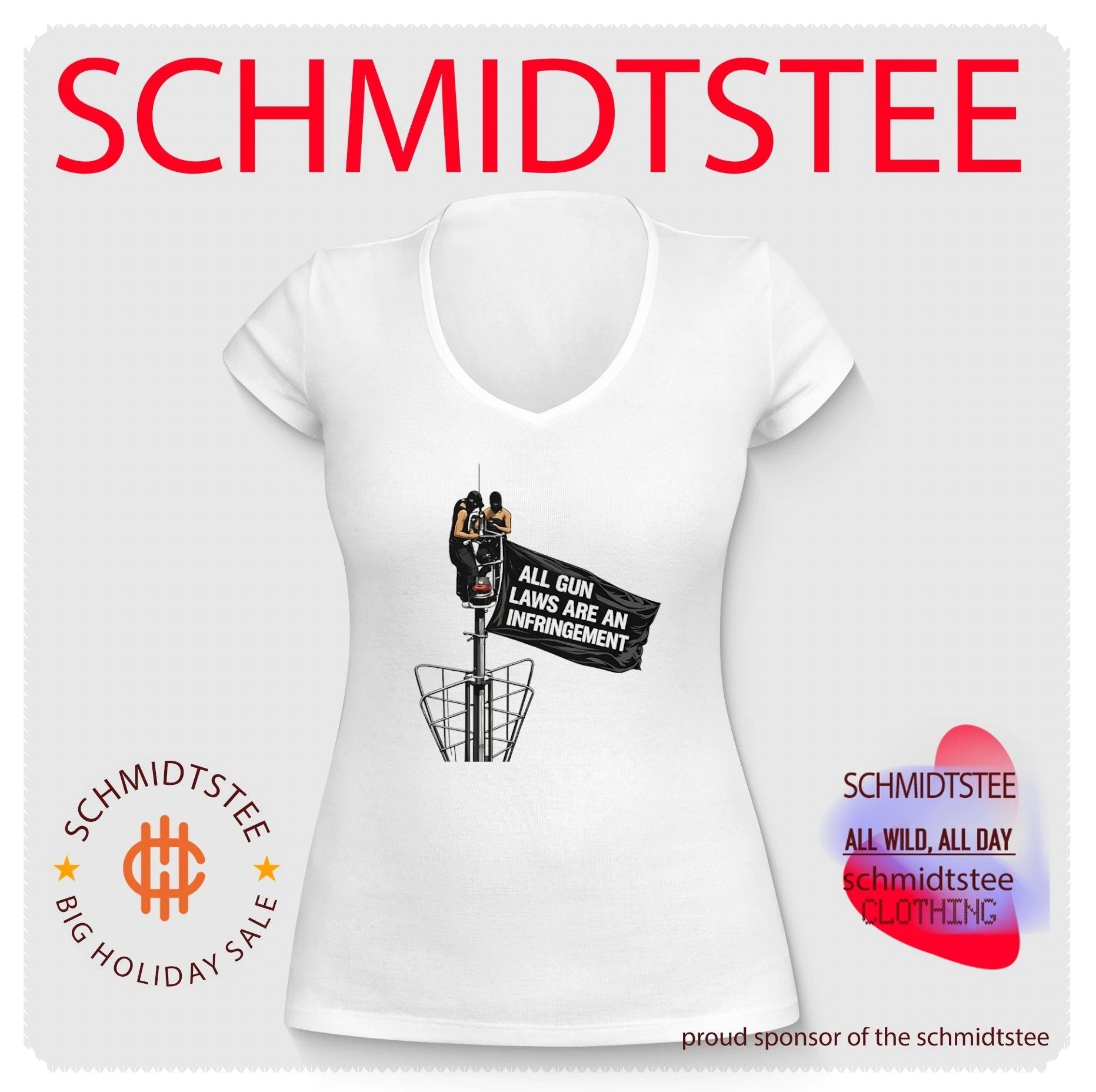 Couple on top of Empire State all gun laws are an infringement shirt